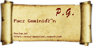 Pacz Geminián névjegykártya